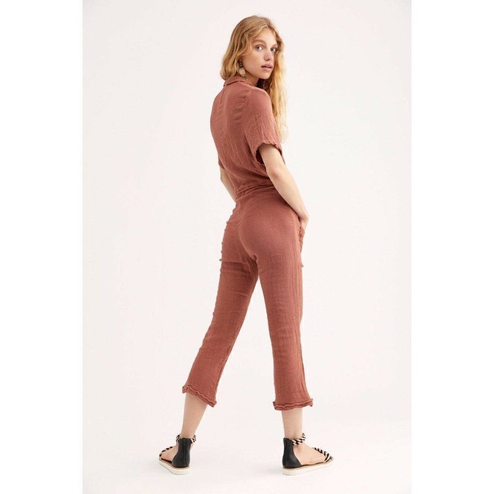 NEW JEN’S PIRATE BOOTY Sz S BASIL GAUZE CROPPED JUMPSUIT ONE PIECE JUMPER RUST